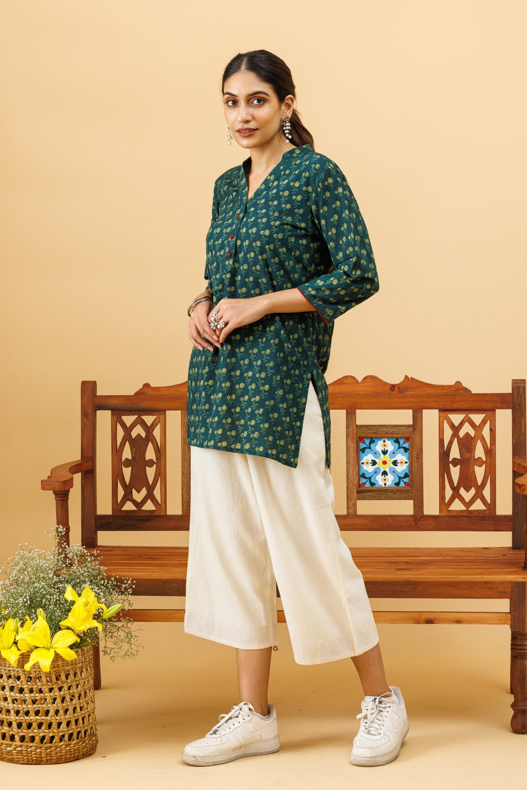 Evergreen Cotton Top / Short Kurti - womenswear -