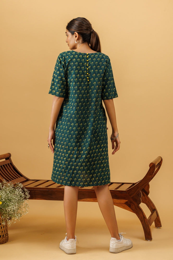 Evergreen Flower Dress - womenswear -