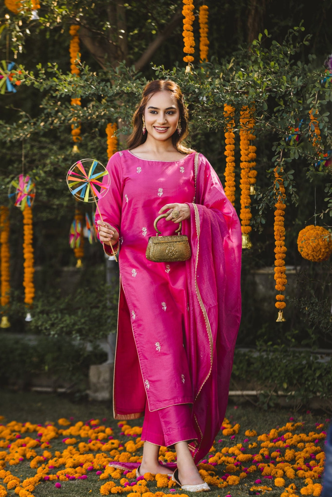 Handembroidered Pink Suit Set - womenswear -
