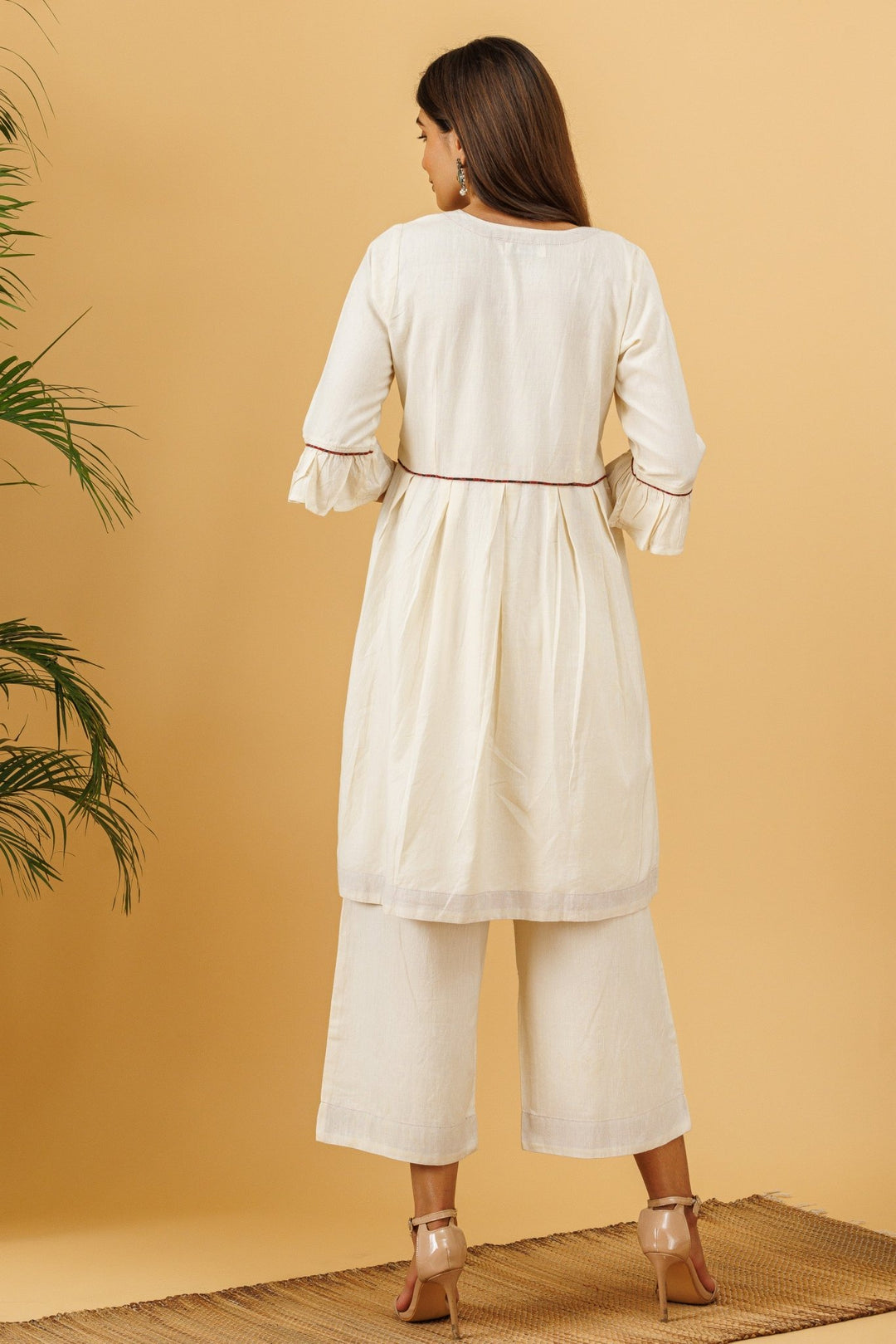 Noor Hand Embroidered Top with Culottes - womenswear -
