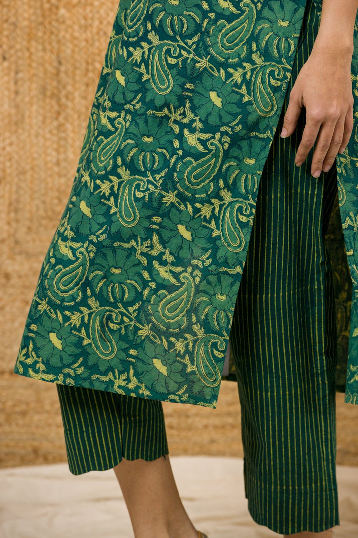 Scalloped Asavri Green Pants - womenswear -