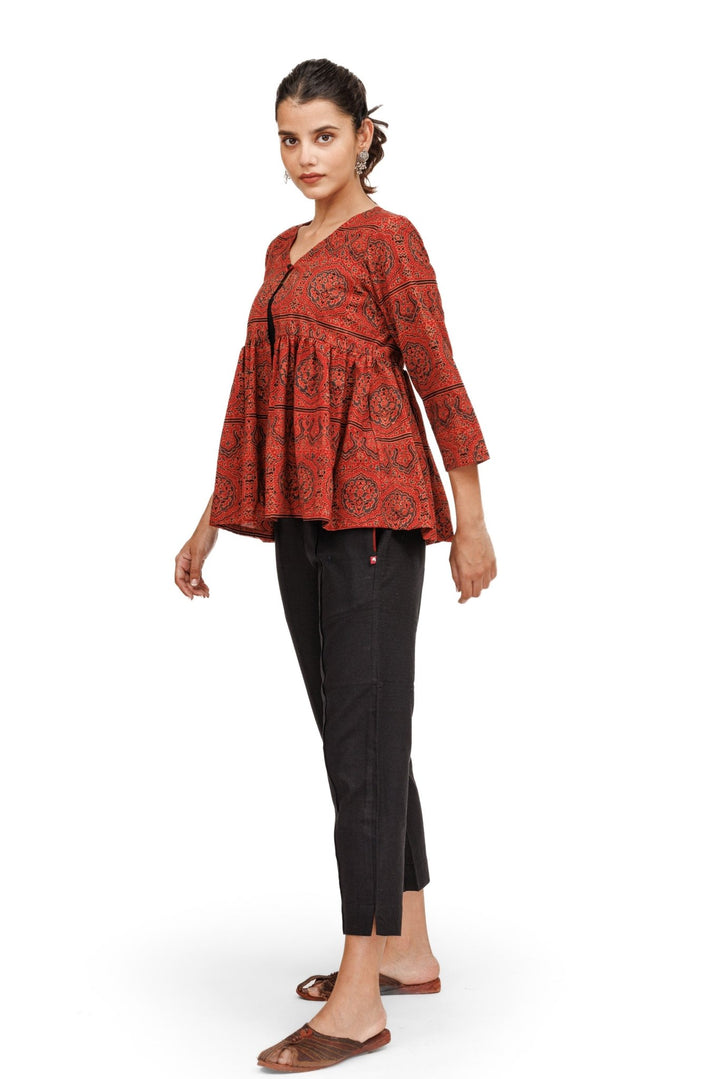 Surkh Ajrakh Peplum Short Shrug / Jacket - womenswear -